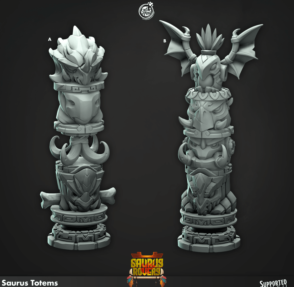 3D Printed Cast n Play Saurus Totems Saurus Rovers Set 28mm 32mm D&D