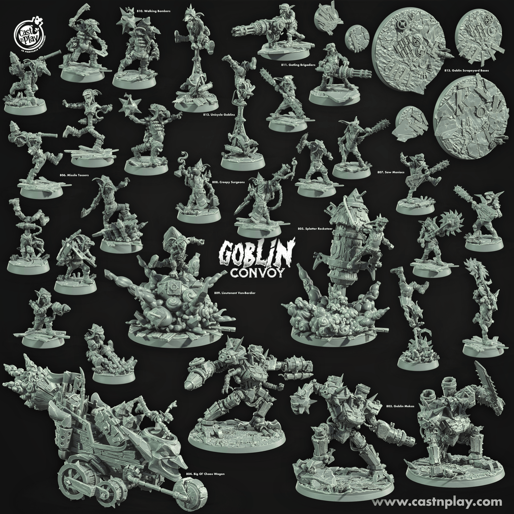 3D Printed Cast n Play Saw Maniacs The Goblin Convoy 28mm 32mm D&D