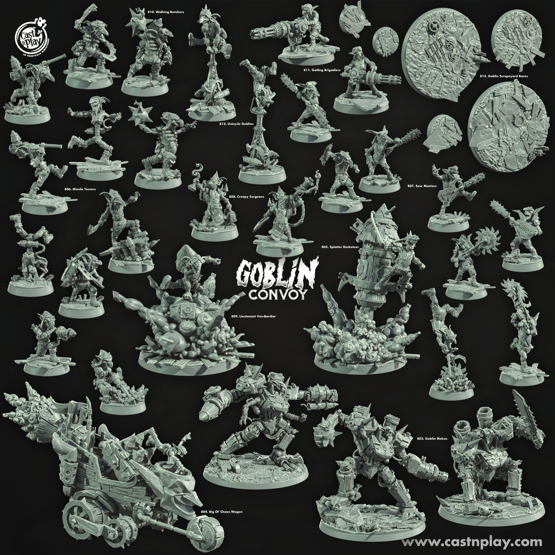 3D Printed Cast n Play Saw Maniacs The Goblin Convoy 28mm 32mm D&D