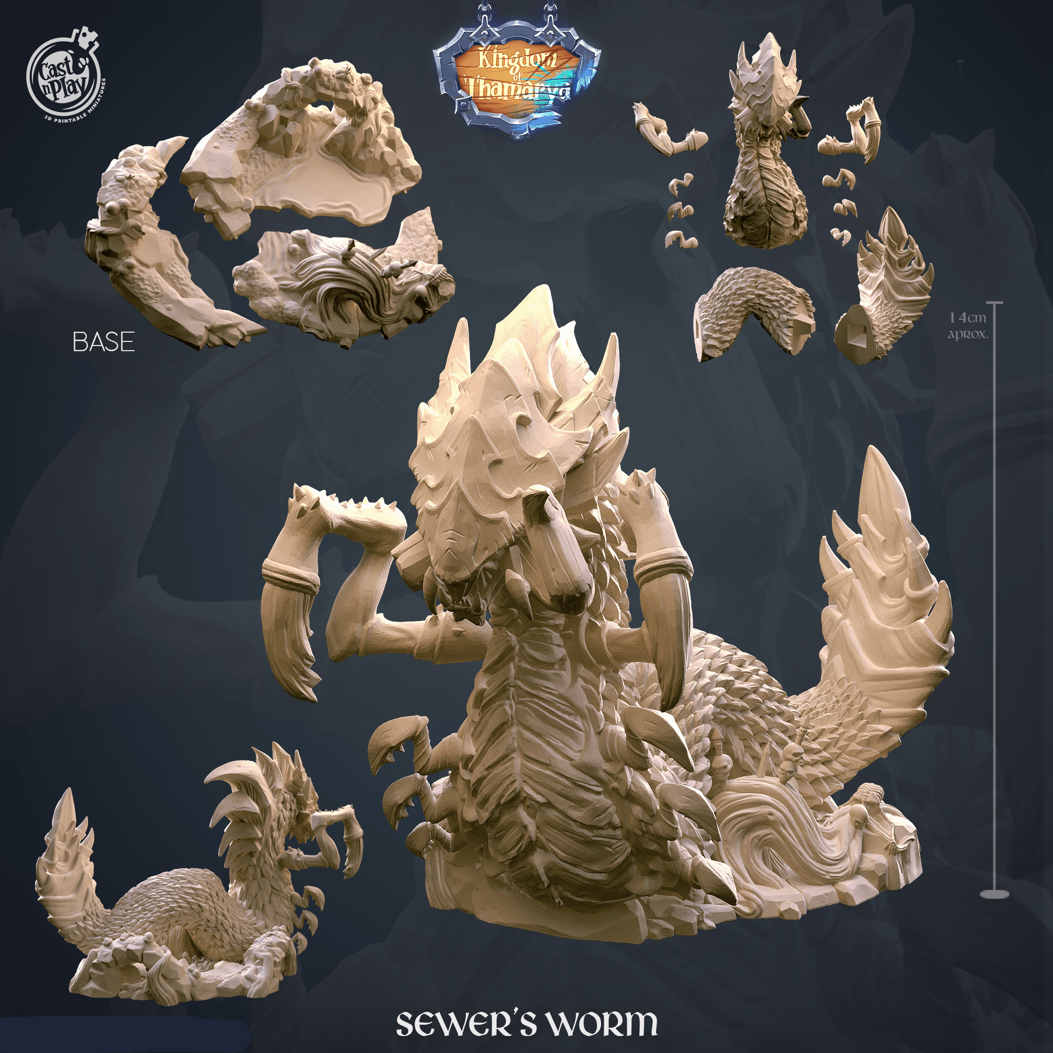 3D Printed Cast n Play Sewers Worm Kingdom Of Thamarya 28mm 32mm D&D