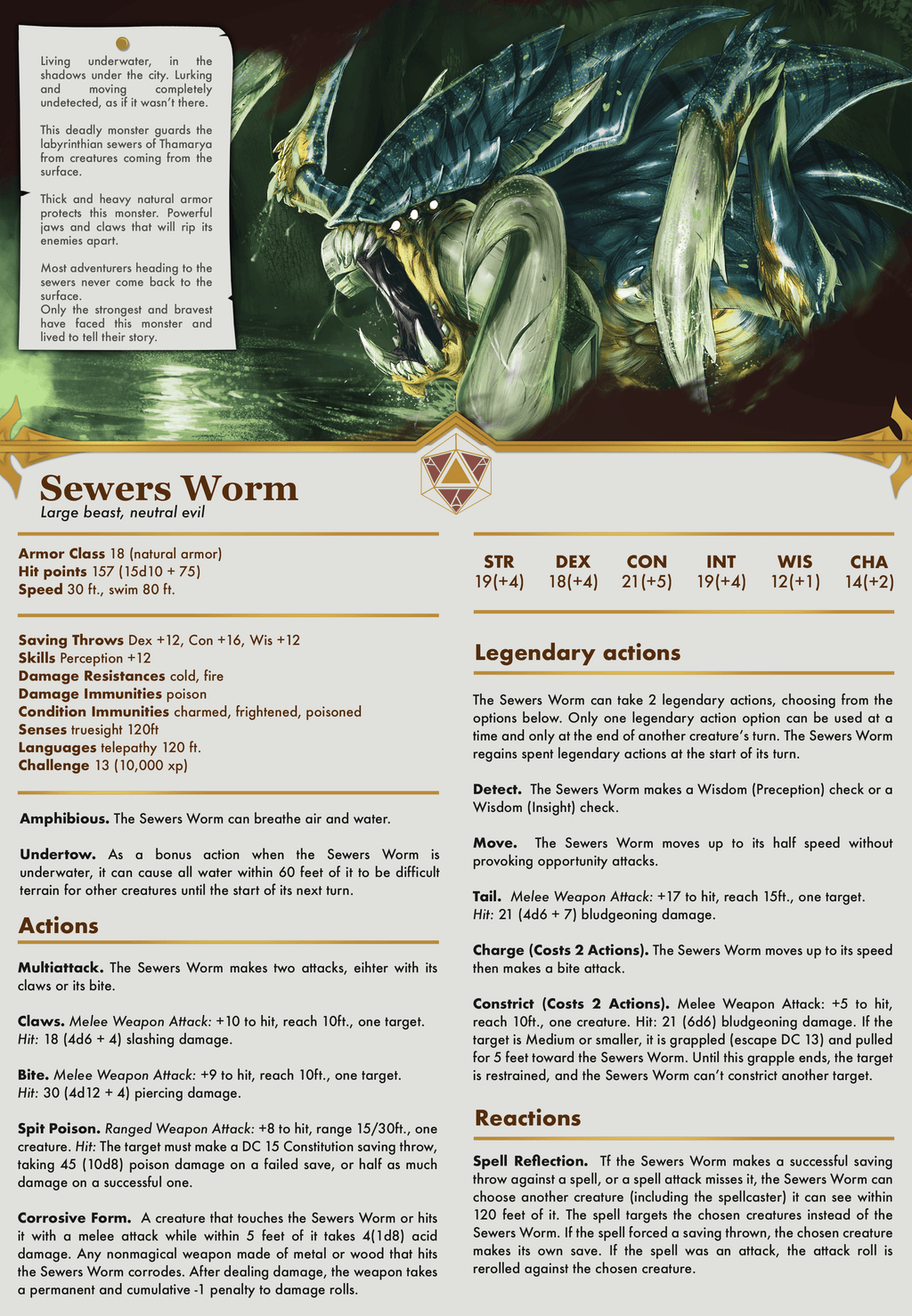 3D Printed Cast n Play Sewers Worm Kingdom Of Thamarya 28mm 32mm D&D