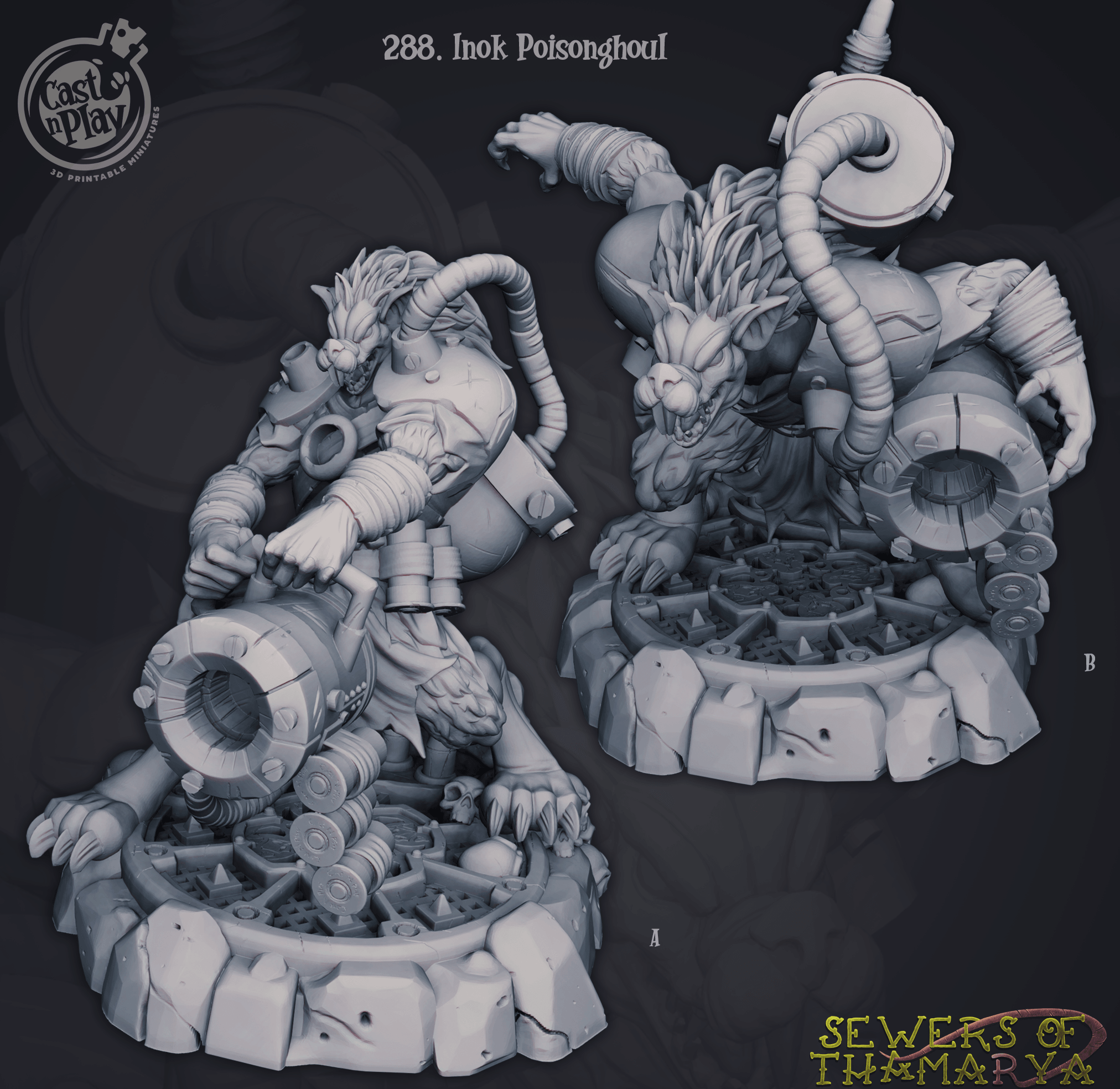 3D Printed Cast n Play Sewers of Thamarya - Inok Poisonghoul 28mm 32mm D&D