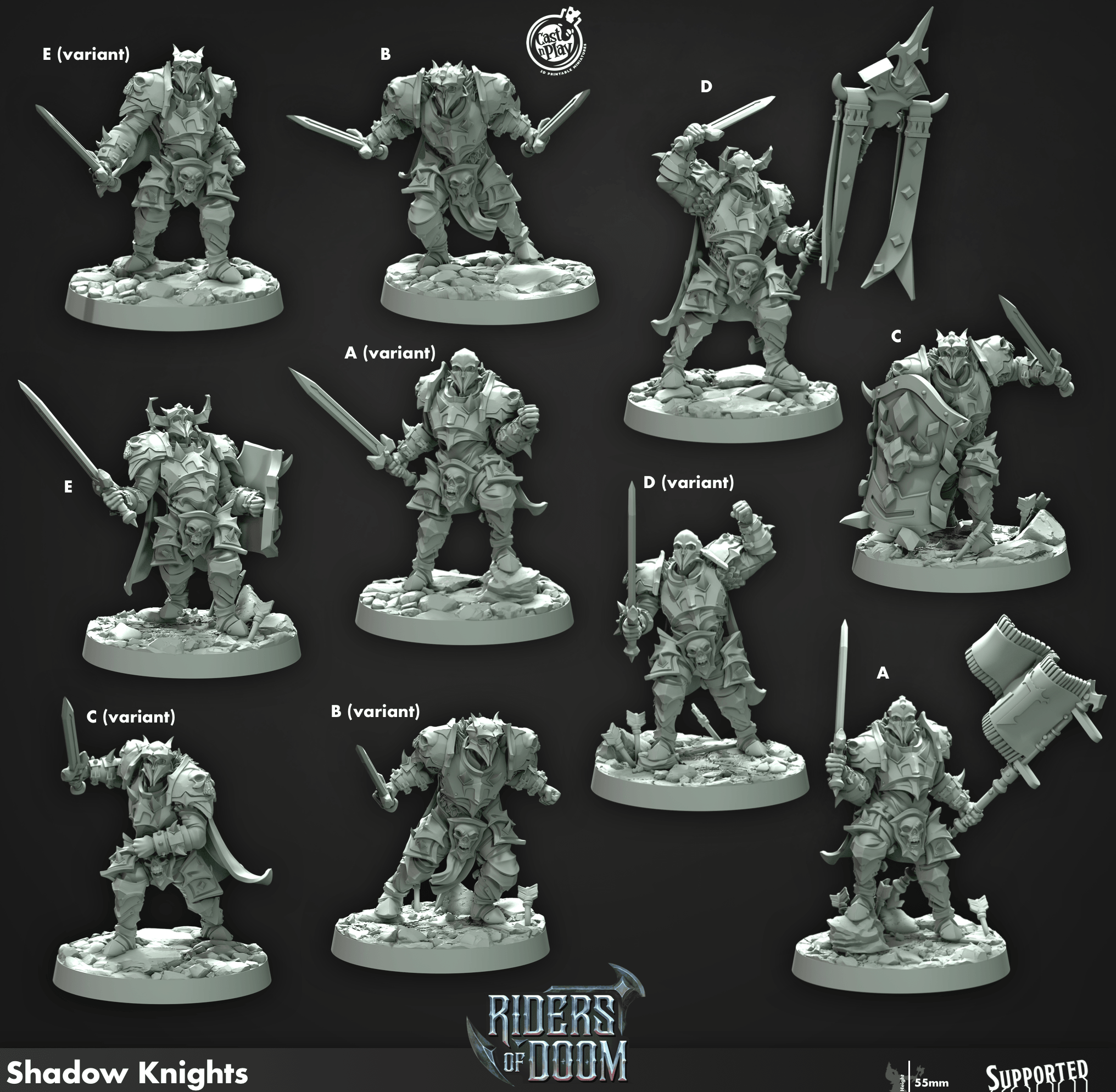 3D Printed Cast n Play Shadow Knights Riders of Doom Set 28mm 32mm D&D
