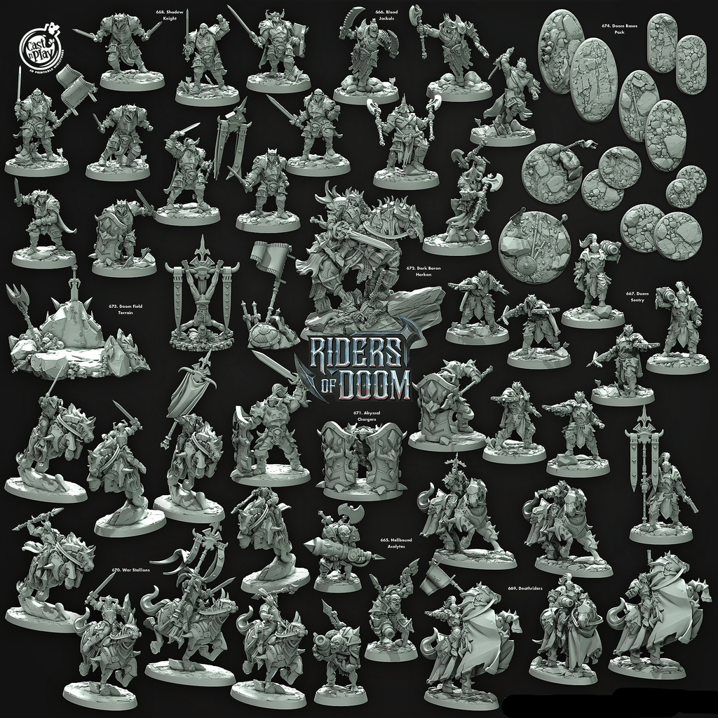 3D Printed Cast n Play Shadow Knights Riders of Doom Set 28mm 32mm D&D
