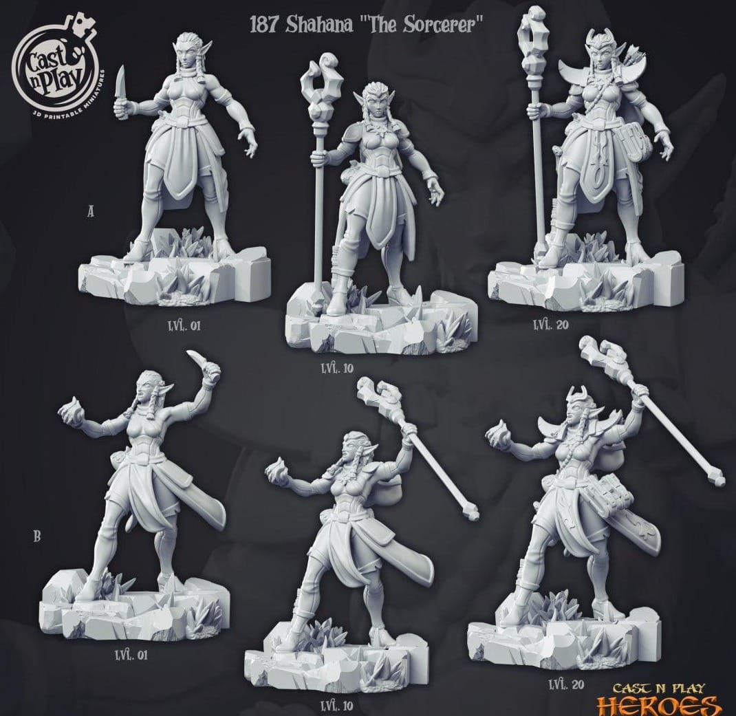 3D Printed Cast n Play Shahana the Sorcerer Heroes Vol. 1 28mm 32mm D&D