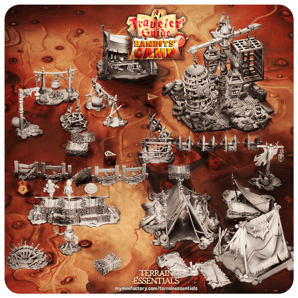 3D Printed Cast n Play Shooting Area Bandits Camp Terrain Set 28mm 32mm D&D