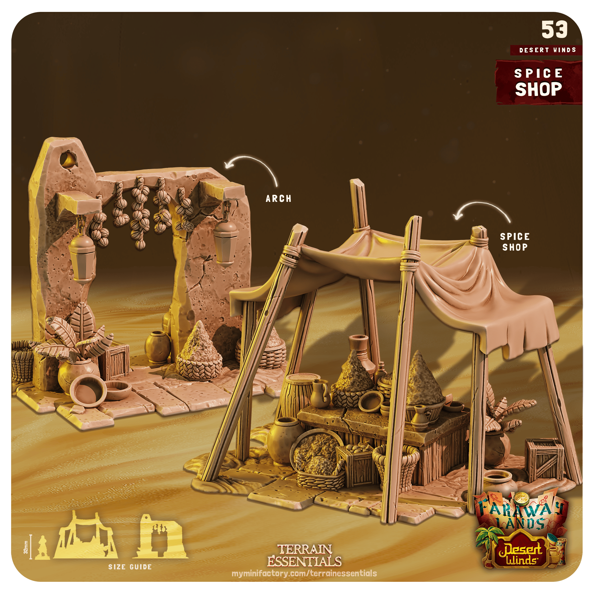 3D Printed Cast n Play Spice Shop Desert Winds Terrain Set 28mm 32mm D&D