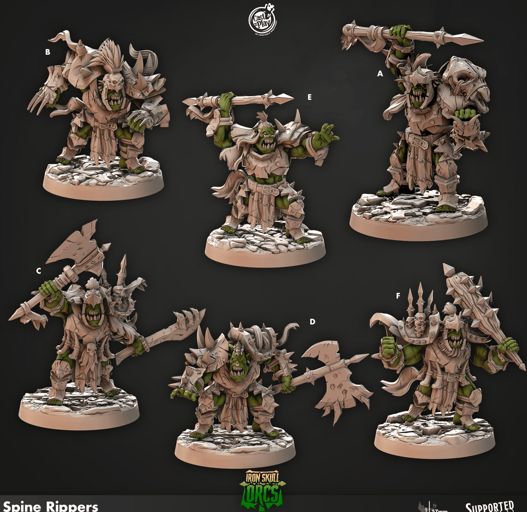 3D Printed Cast n Play Spine Rippers Iron Skull Orcs 28mm 32mm D&D