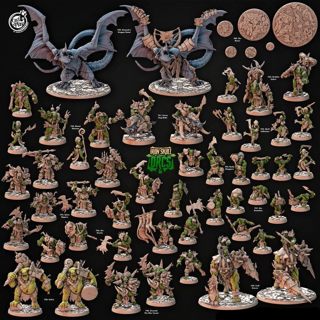 3D Printed Cast n Play Spine Rippers Iron Skull Orcs 28mm 32mm D&D
