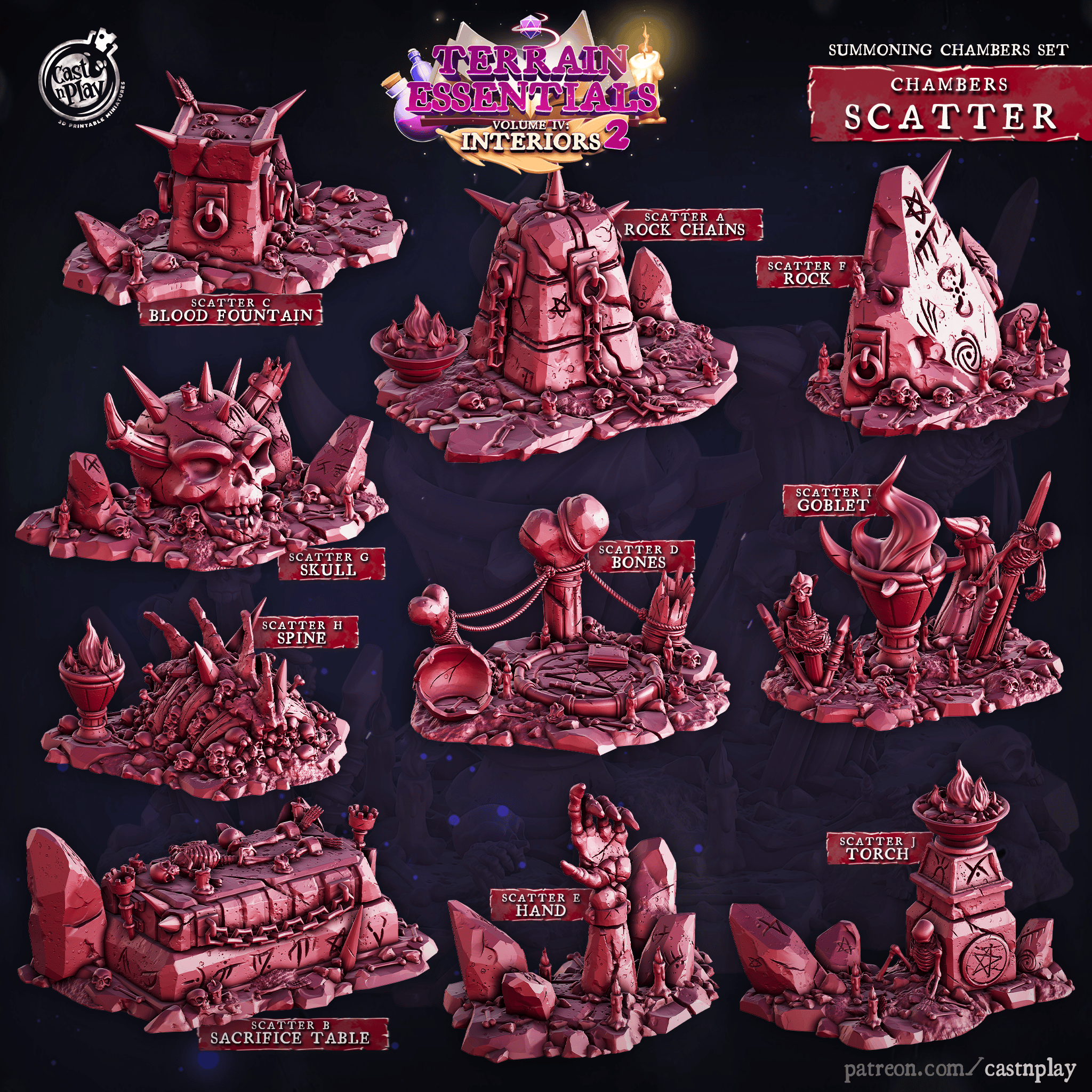 3D Printed Cast n Play Summoning Chambers Scatter Terrain Set 28mm 32mm D&D