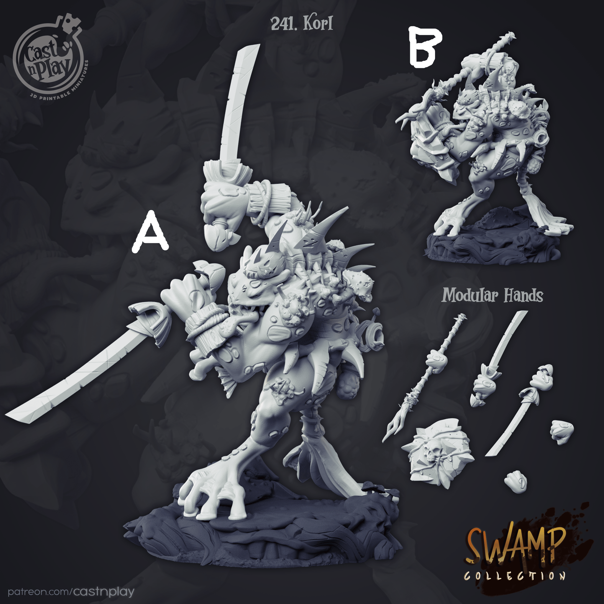 3D Printed Cast n Play Swamp Collection - Korl 28mm 32mm D&D