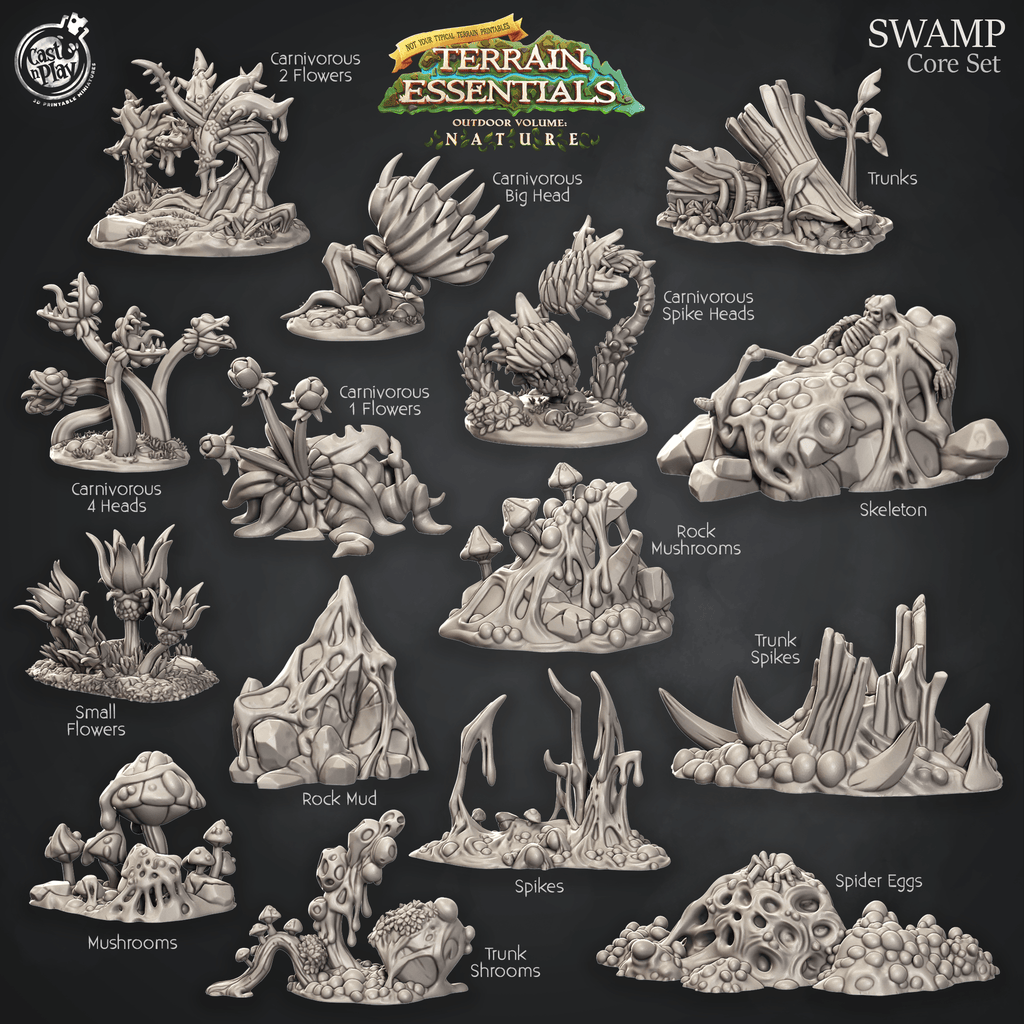 3D Printed Cast n Play Swamp Terrain Swamp Core Set Terrain Essentials Nature 28mm 32mm D&D