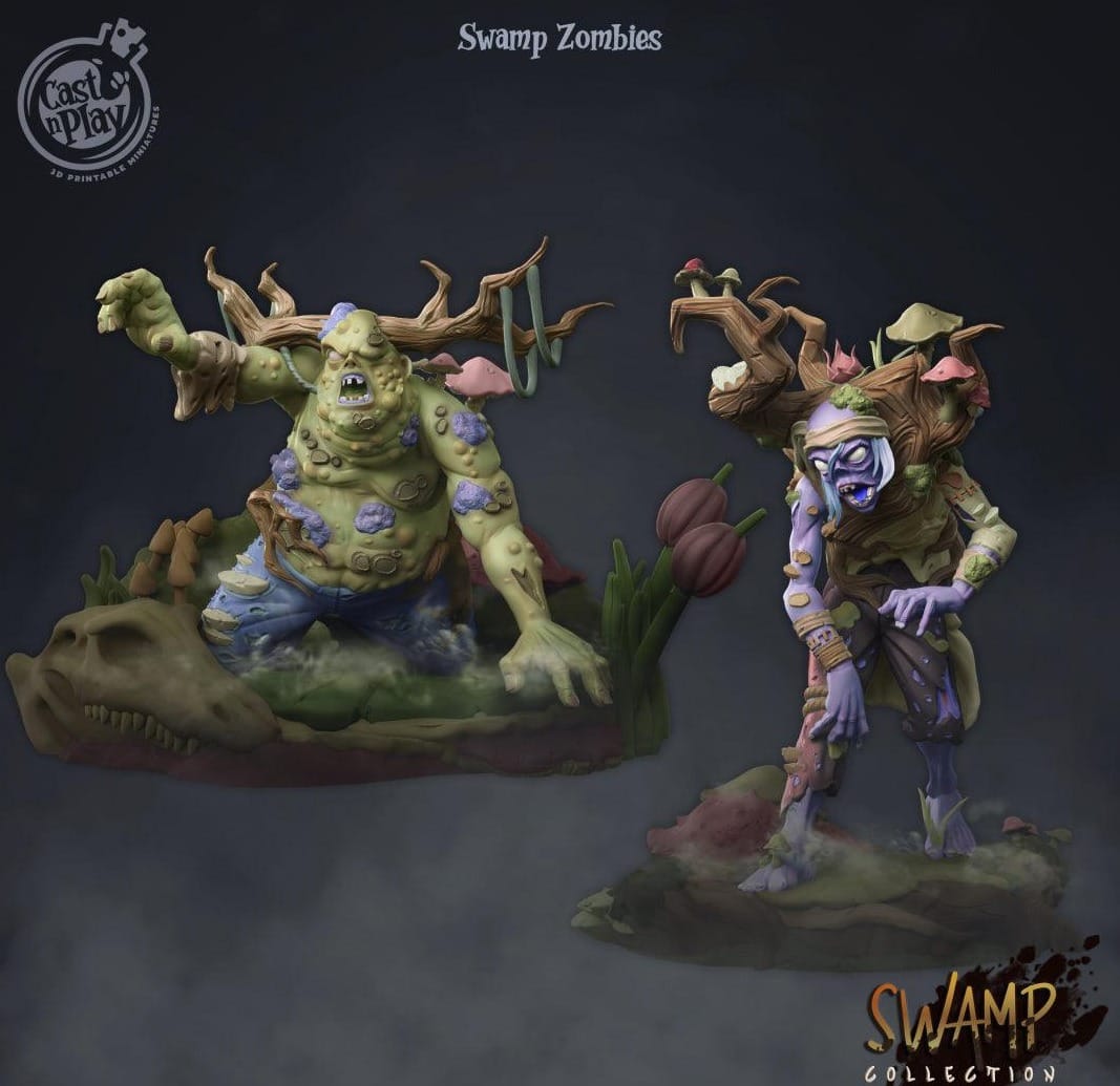 3D Printed Cast n Play Swamp Zombies Swamp Collection 28mm 32mm D&D