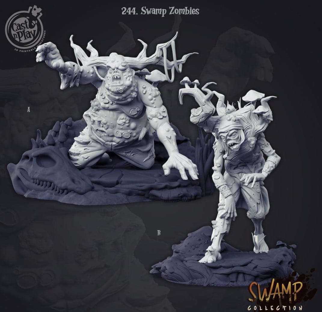 3D Printed Cast n Play Swamp Zombies Swamp Collection 28mm 32mm D&D