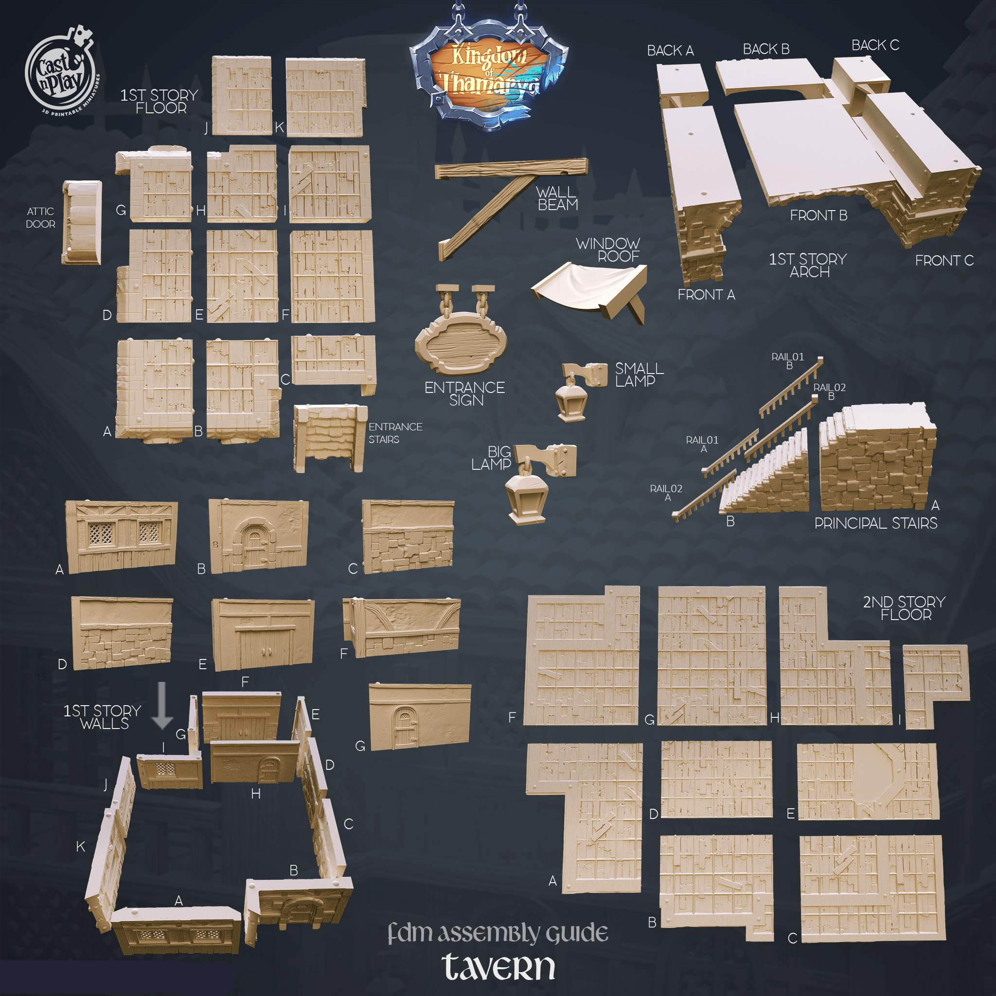 3D Printed Cast n Play Tavern Kingdom Of Thamarya 28mm 32mm D&D