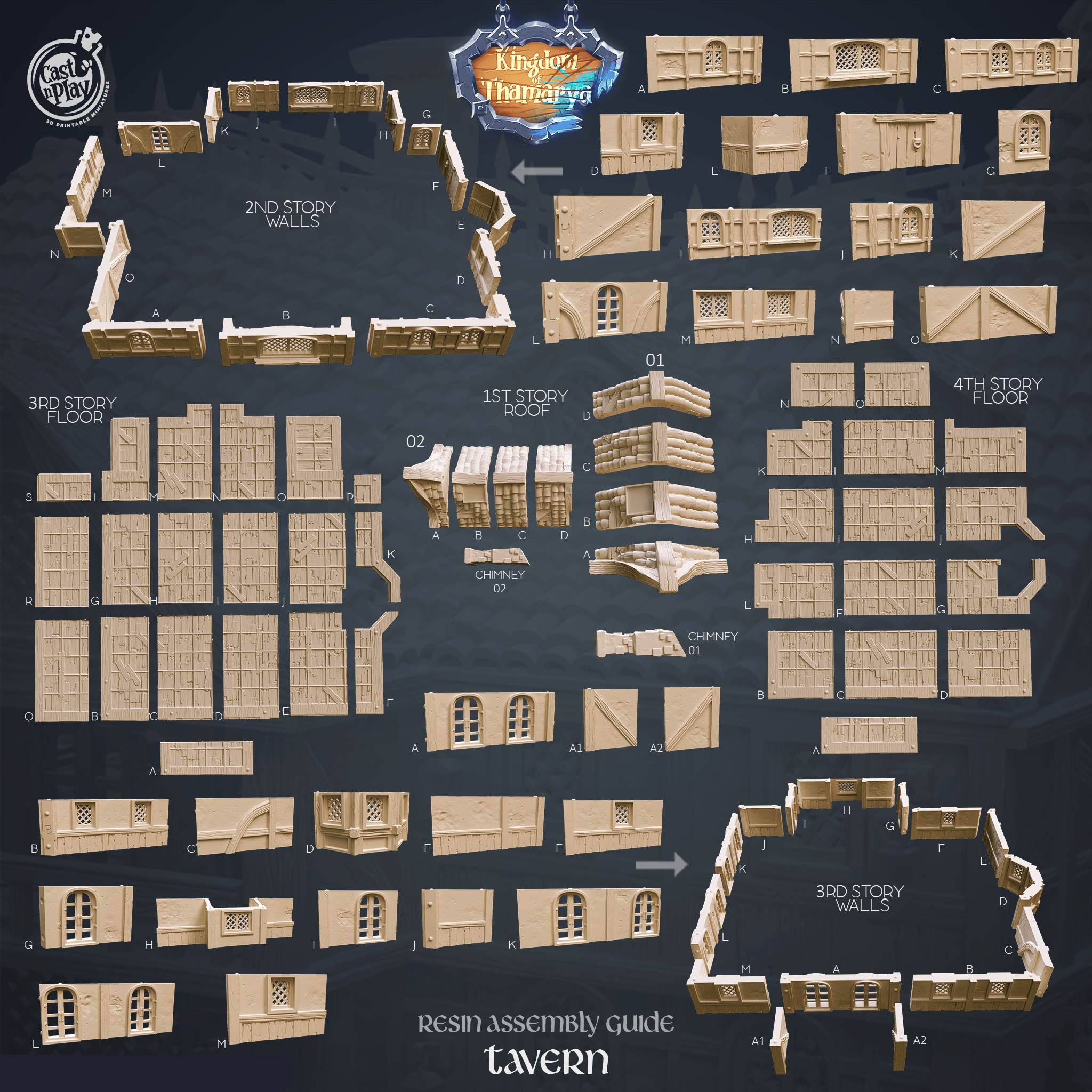 3D Printed Cast n Play Tavern Kingdom Of Thamarya 28mm 32mm D&D