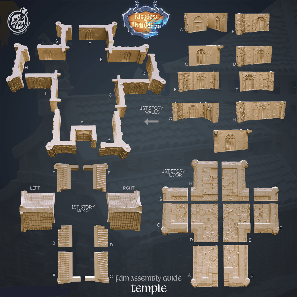 3D Printed Cast n Play Temple Kingdom Of Thamarya 28mm 32mm D&D