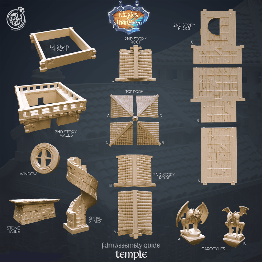 3D Printed Cast n Play Temple Kingdom Of Thamarya 28mm 32mm D&D
