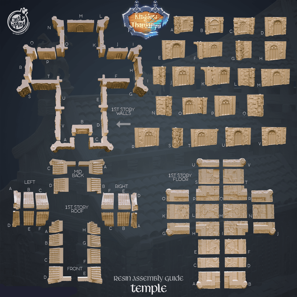 3D Printed Cast n Play Temple Kingdom Of Thamarya 28mm 32mm D&D