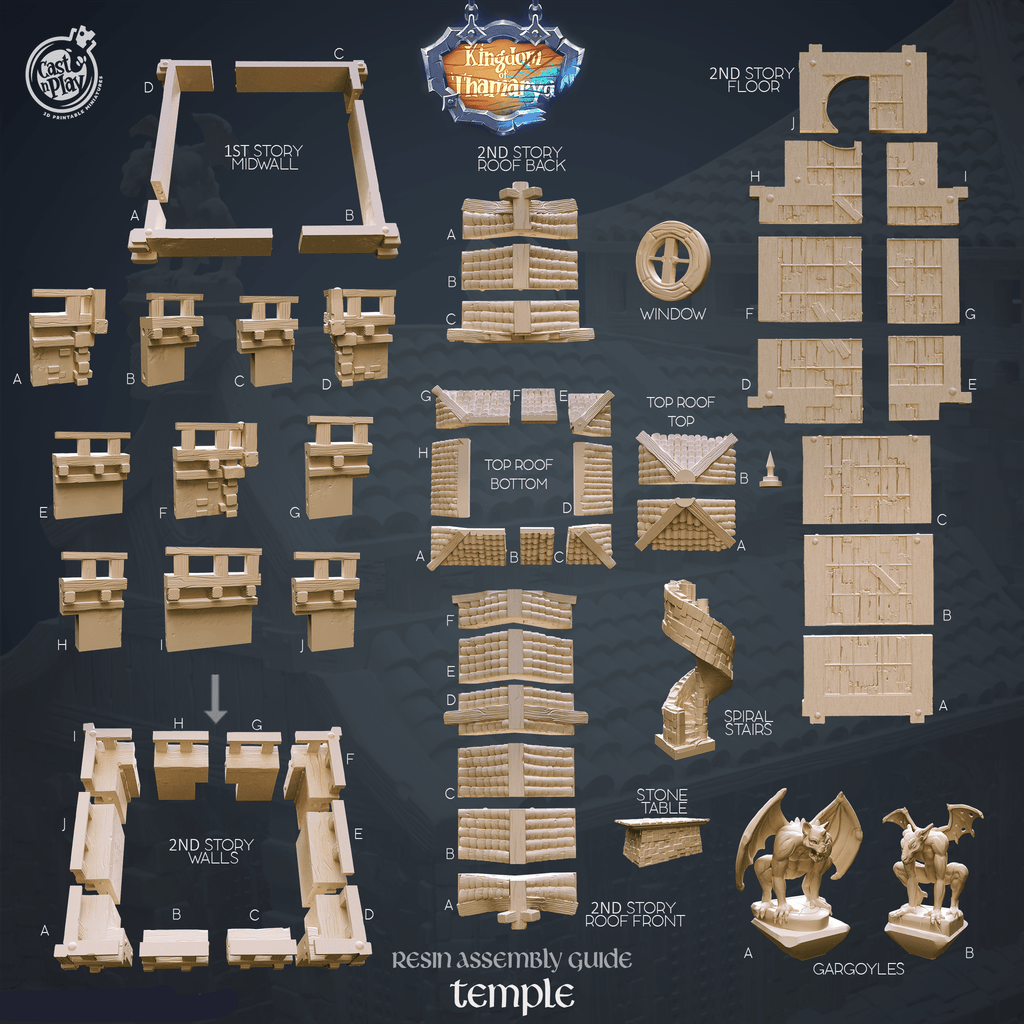 3D Printed Cast n Play Temple Kingdom Of Thamarya 28mm 32mm D&D