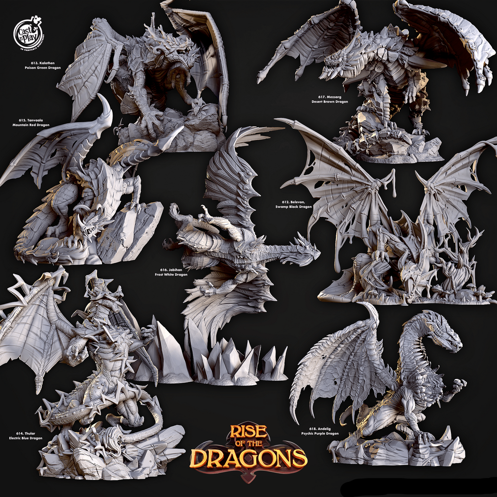 3D Printed Cast n Play Thular Electric Blue Dragon Rise of the Dragons 28 32mm D&D