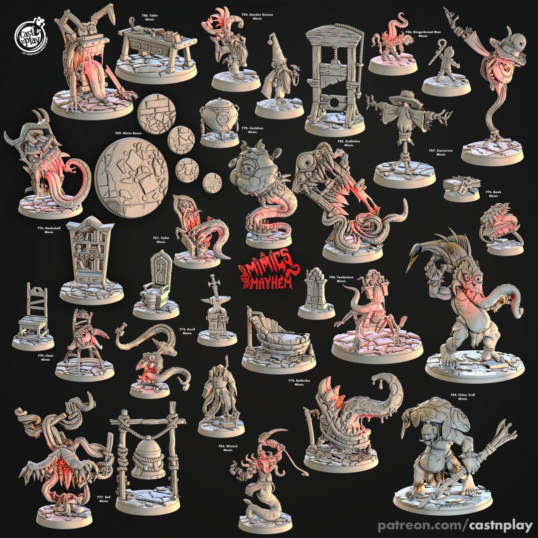 3D Printed Cast n Play Tombstone Mimic Mimics Mayhem Set 28mm 32mm D&D