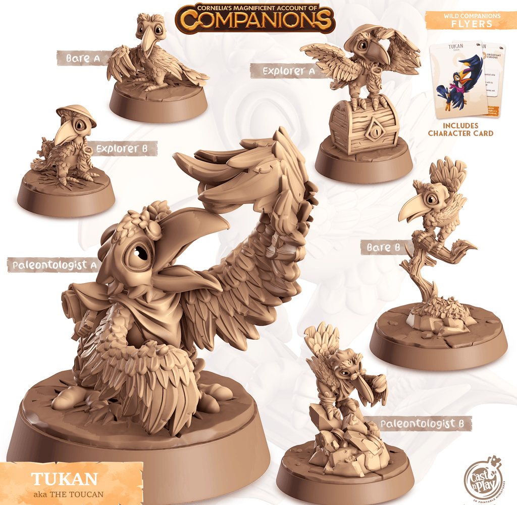 3D Printed Cast n Play Tukan - Toucan Companions 28mm 32mm D&D
