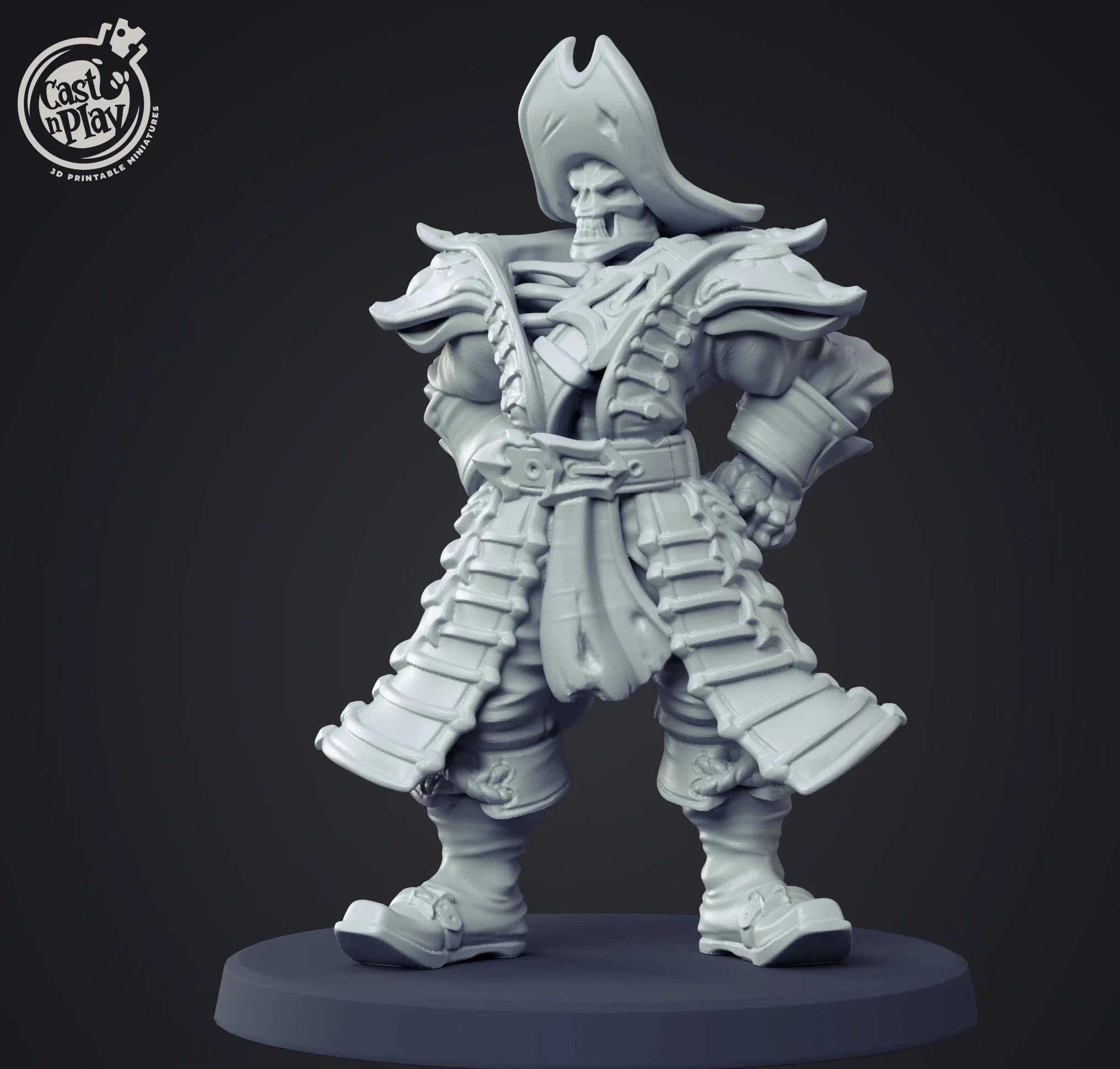 3D Printed Cast n Play Undead Pirate Captain 28mm 32mm D&D