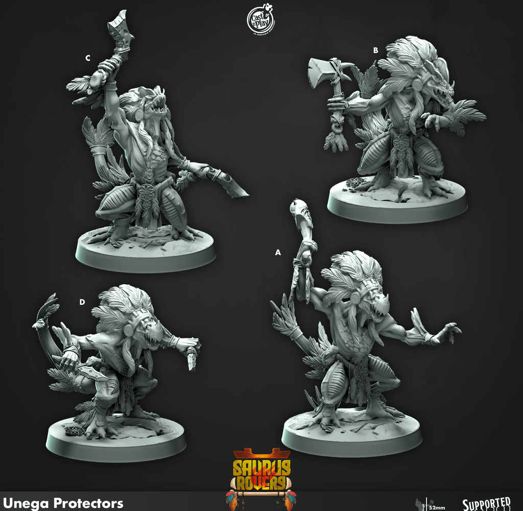 3D Printed Cast n Play Unega Protectors Saurus Rovers Set 28mm 32mm D&D