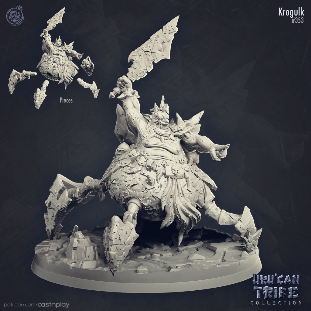 3D Printed Cast n Play Uru Can Tribe - Krogulk The Goblin King 28mm 32mm D&D
