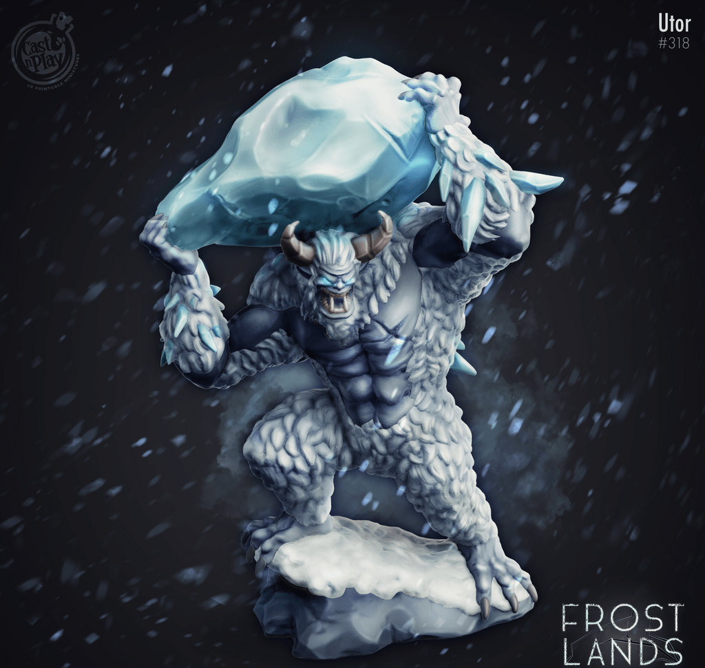 3D Printed Cast n Play Utor Yeti Frostlands 28mm 32mm D&D