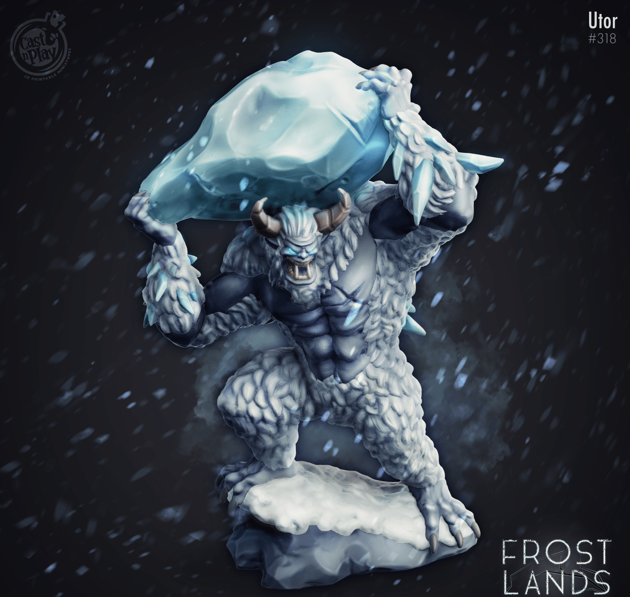 3D Printed Cast n Play Utor Yeti Frostlands 28mm 32mm D&D