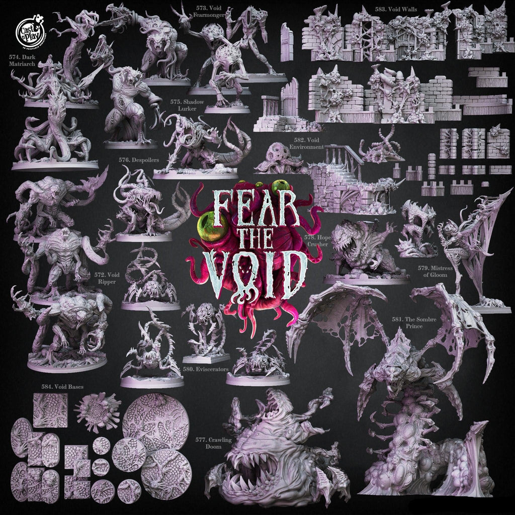3D Printed Cast n Play Void Bases Fear the Void Set 28mm 32mm D&D