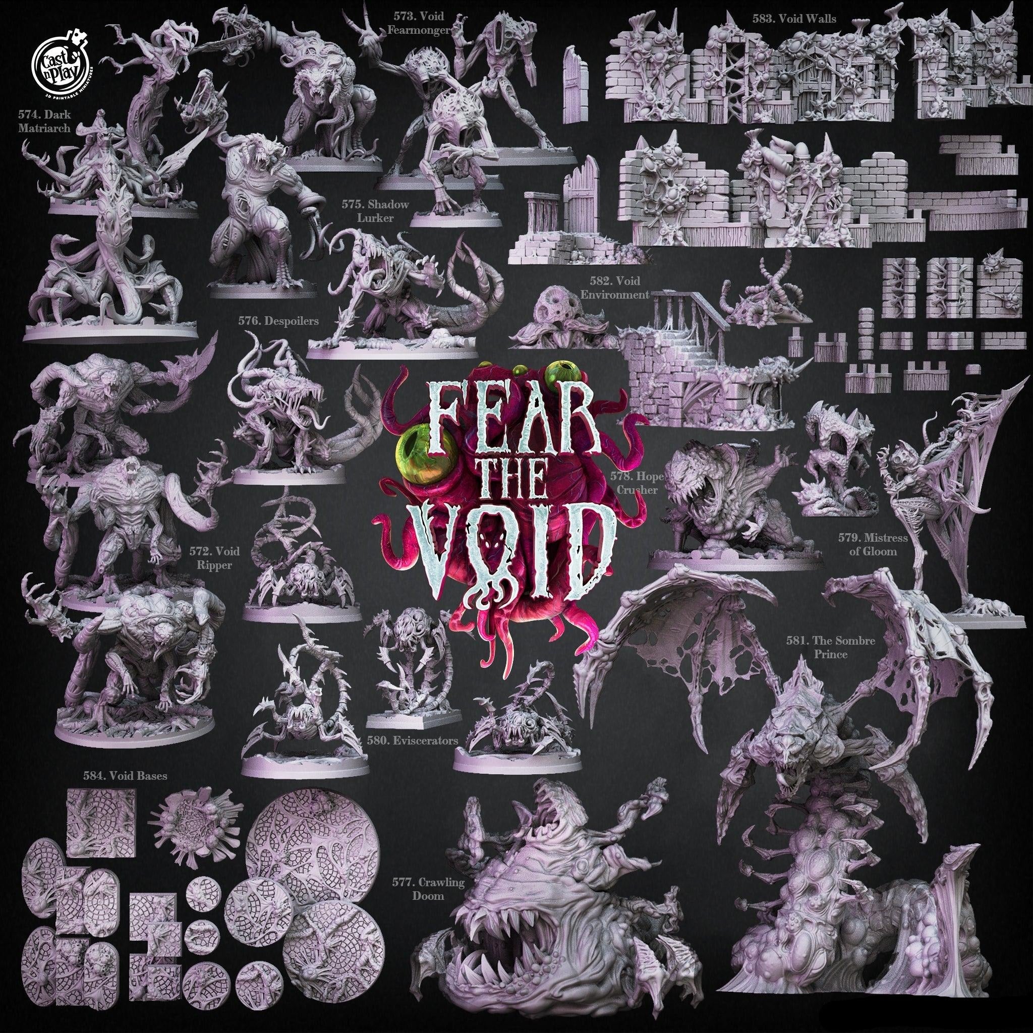 3D Printed Cast n Play Void Bases Fear the Void Set 28mm 32mm D&D