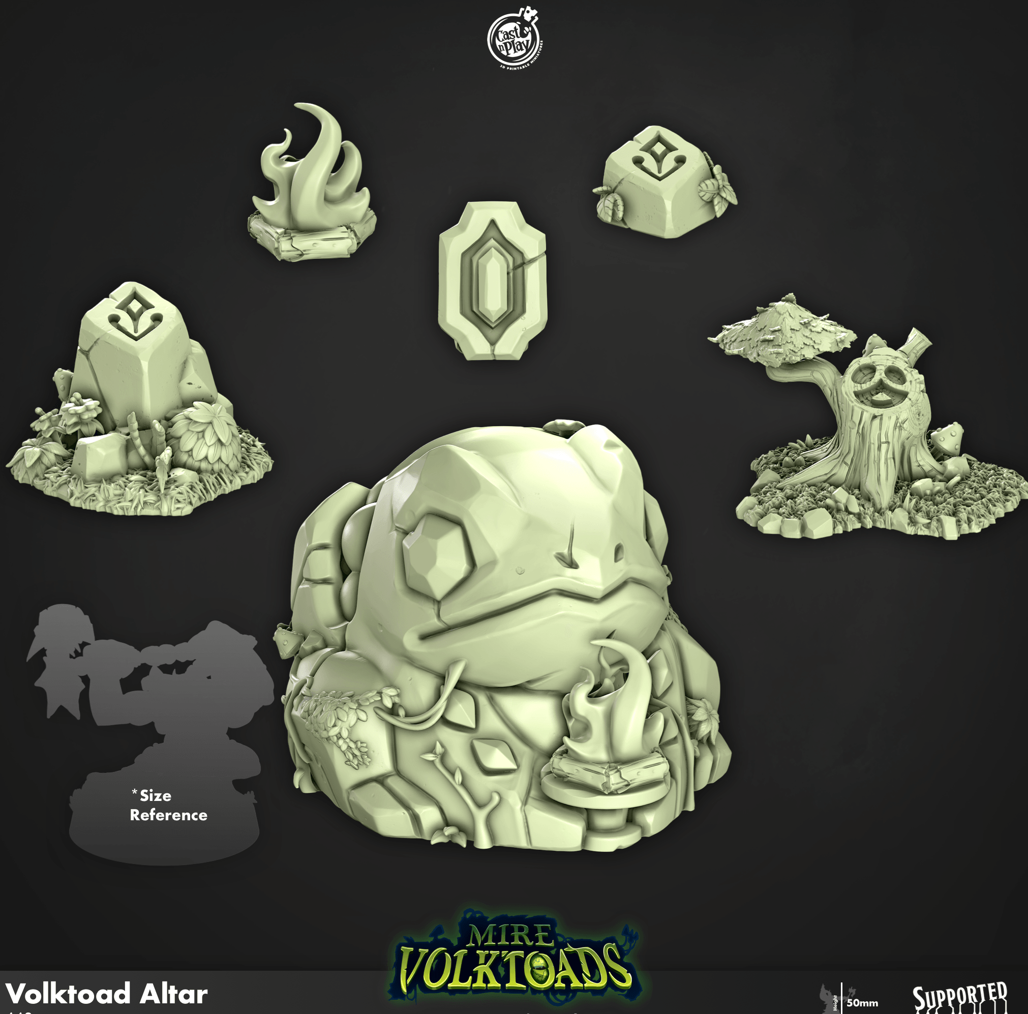 3D Printed Cast n Play Volktoad Altar Mire Volktoads Set 28mm 32mm D&D