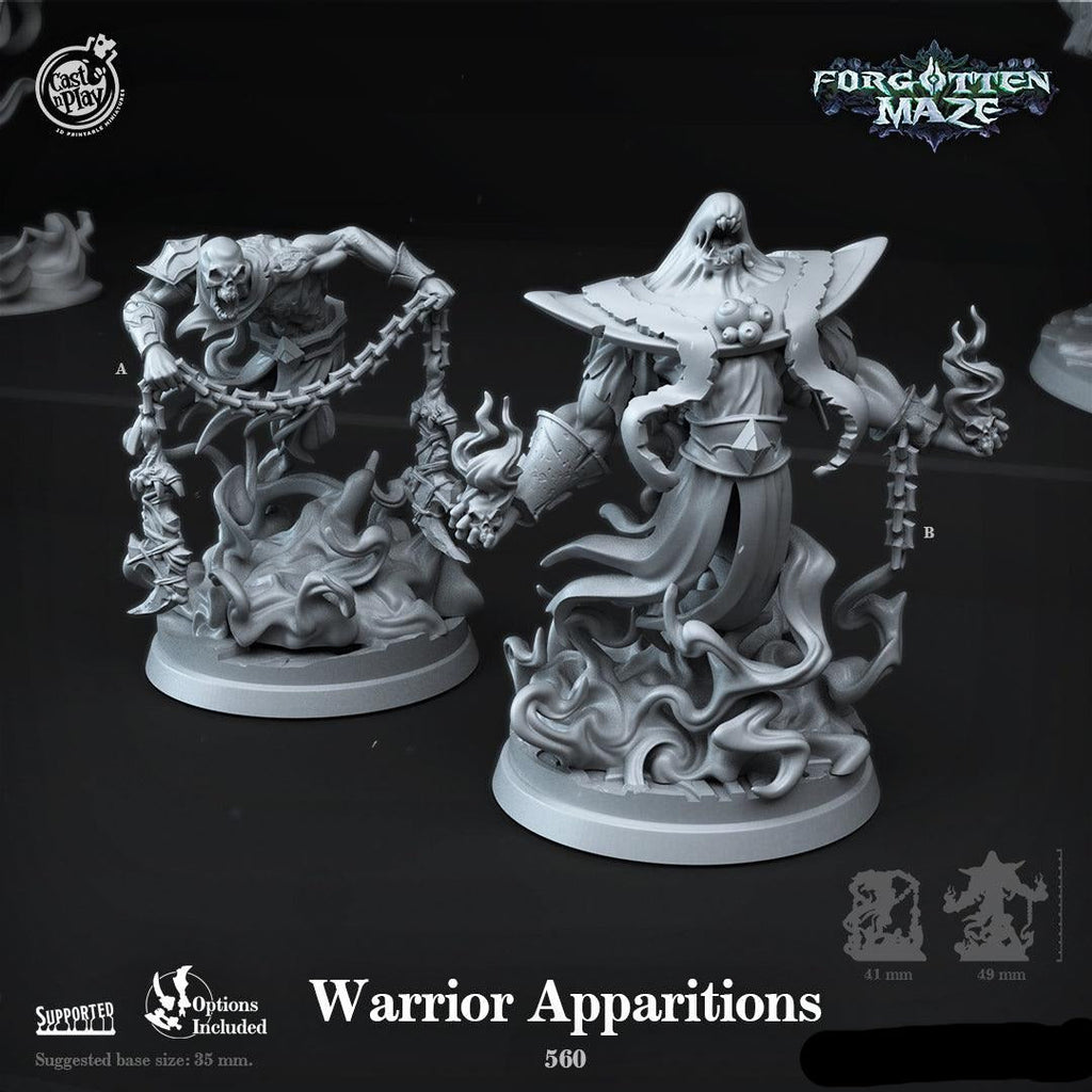 3D Printed Cast n Play Warrior Apparitions Forgotten Maze 28mm 32mm D&D