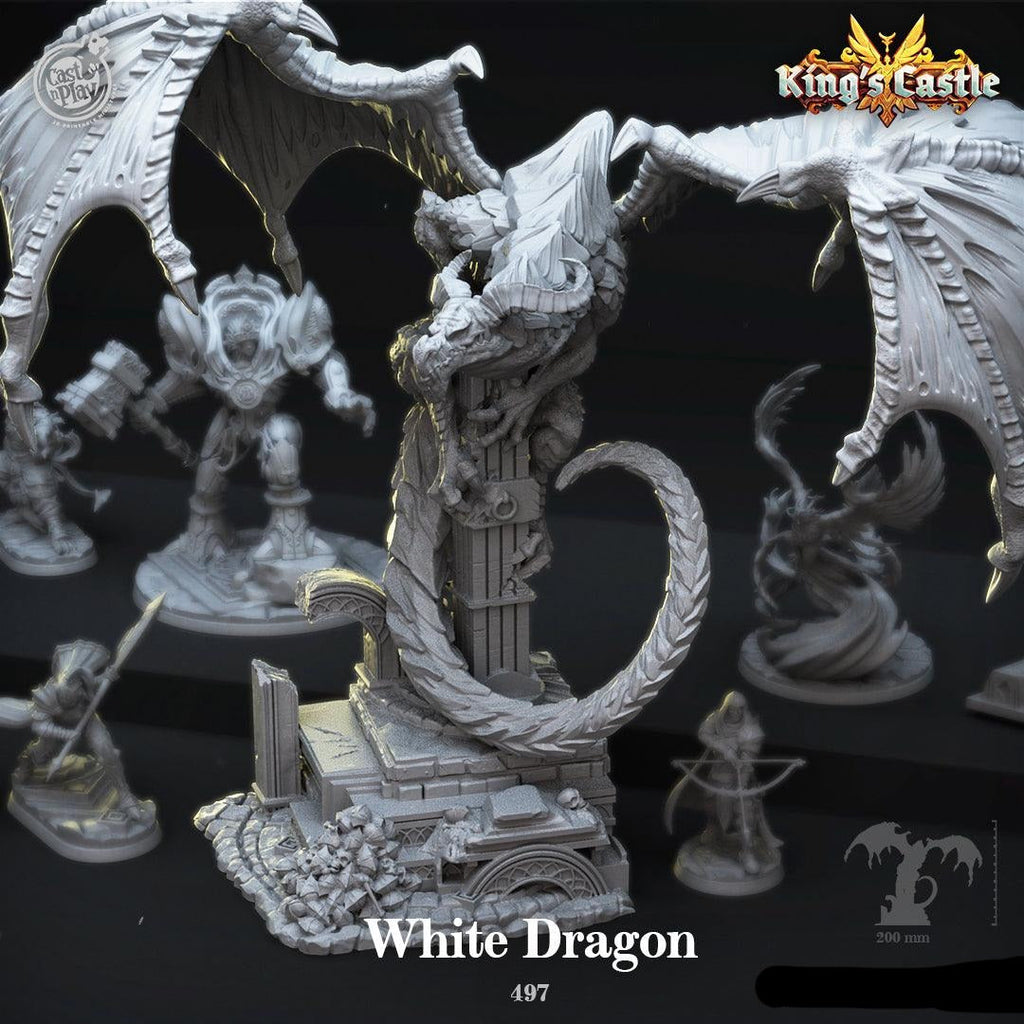 3D Printed Cast n Play White Dragon King's Castle 28 32mm D&D