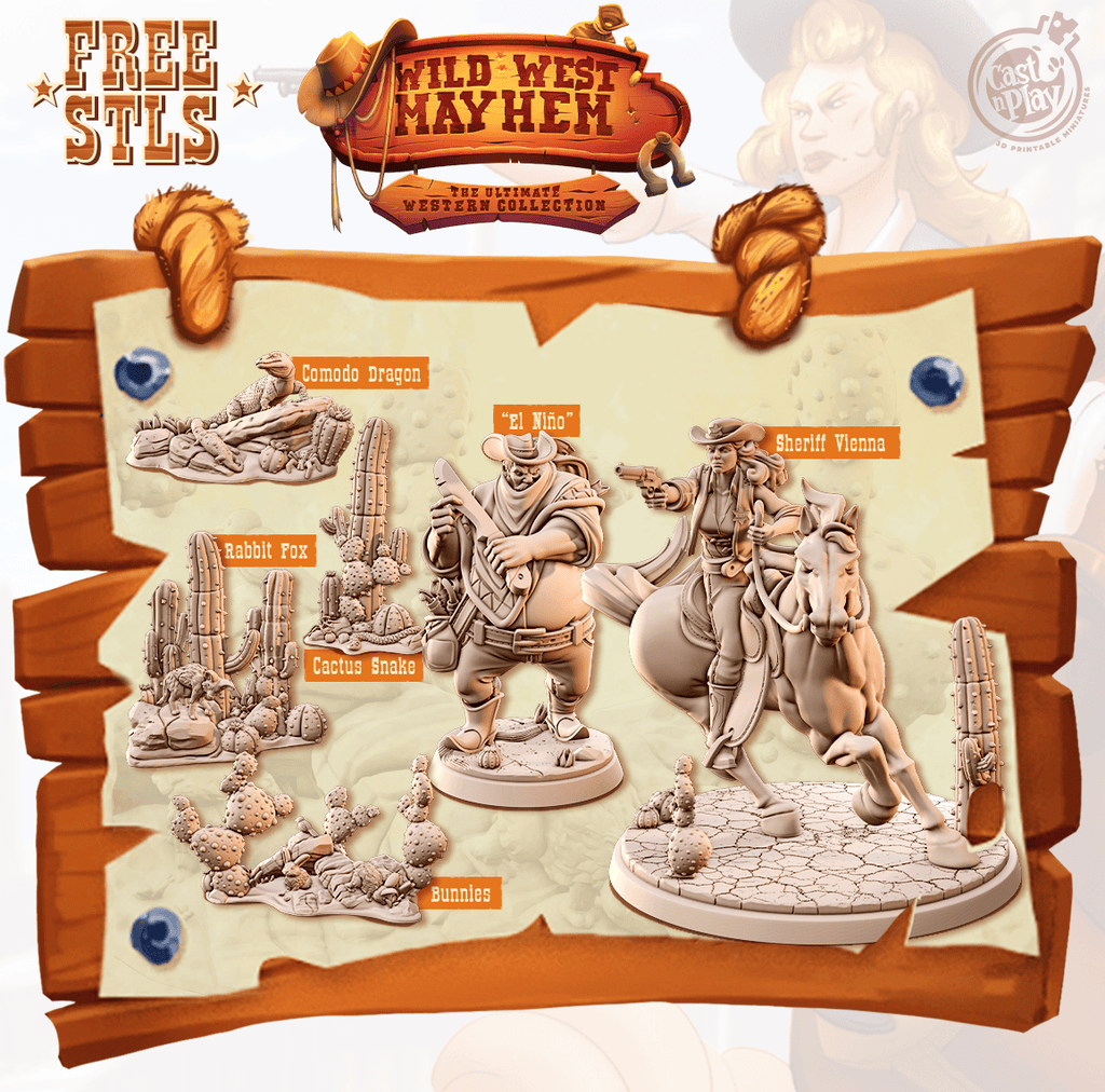 3D Printed Cast n Play Wild West Mayhem 28mm 32mm D&D