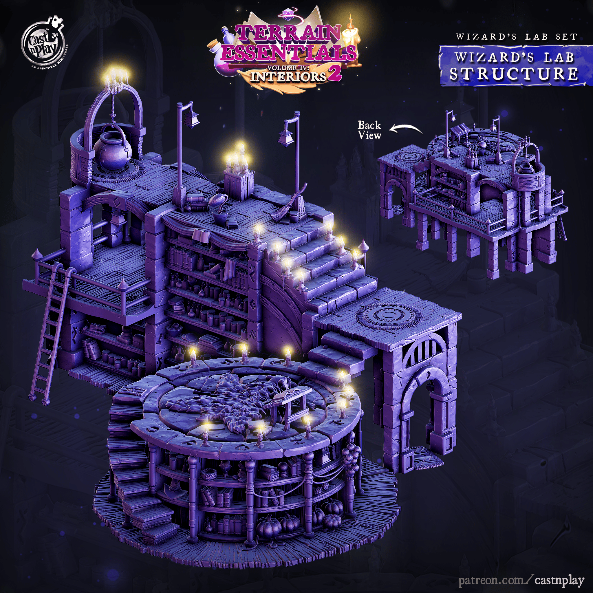 3D Printed Cast n Play Wizard's Lab Structure Set 28mm 32mm D&D