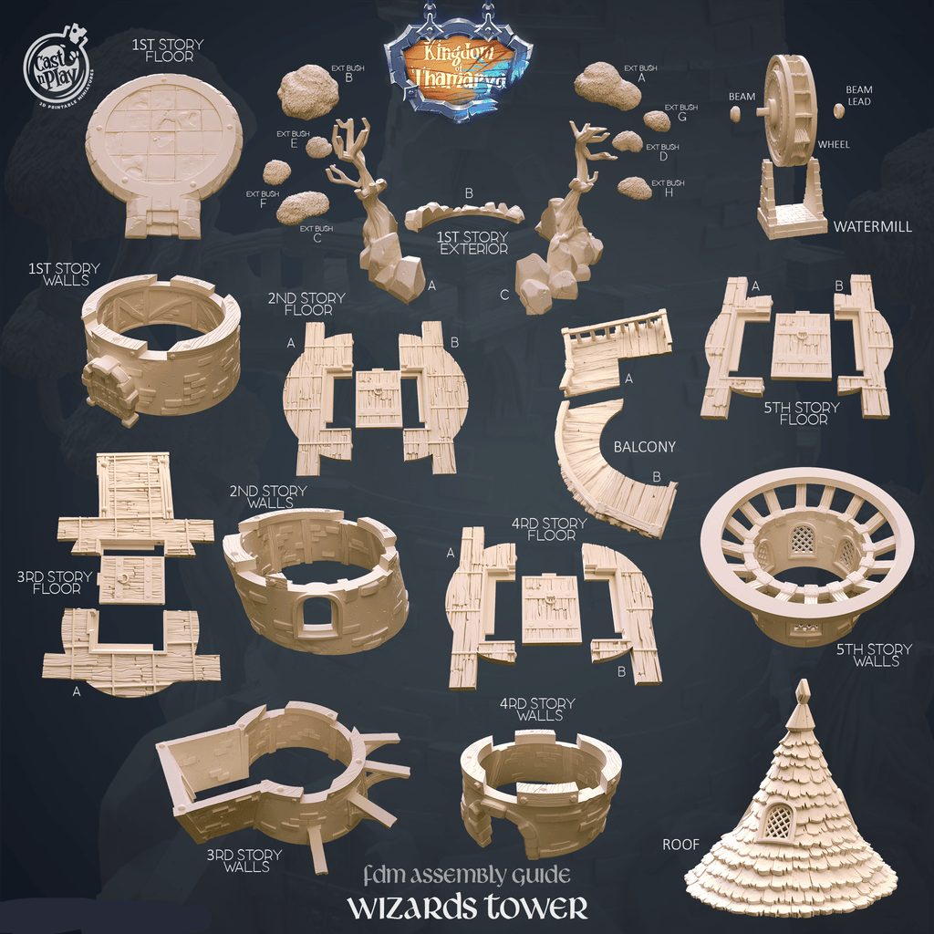3D Printed Cast n Play Wizard's Tower Kingdom Of Thamarya 28mm 32mm D&D