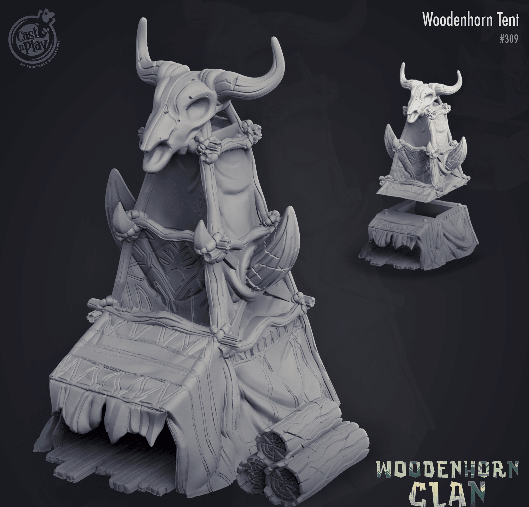 3D Printed Cast n Play Woodenhorn Clan - Woodenhorn Tents 28mm 32mm D&D