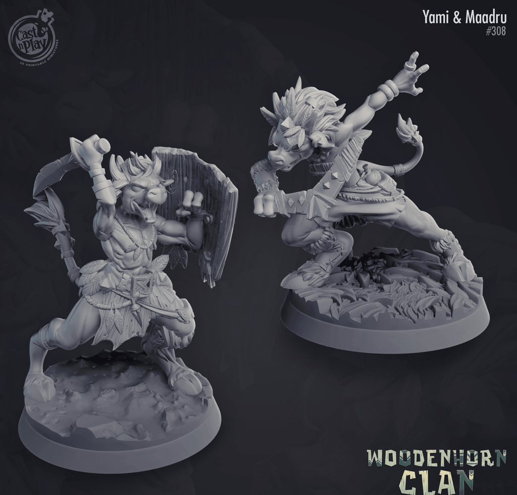 3D Printed Cast n Play Yami and Maadru Woodenhorn Clan 28mm 32mm D&D