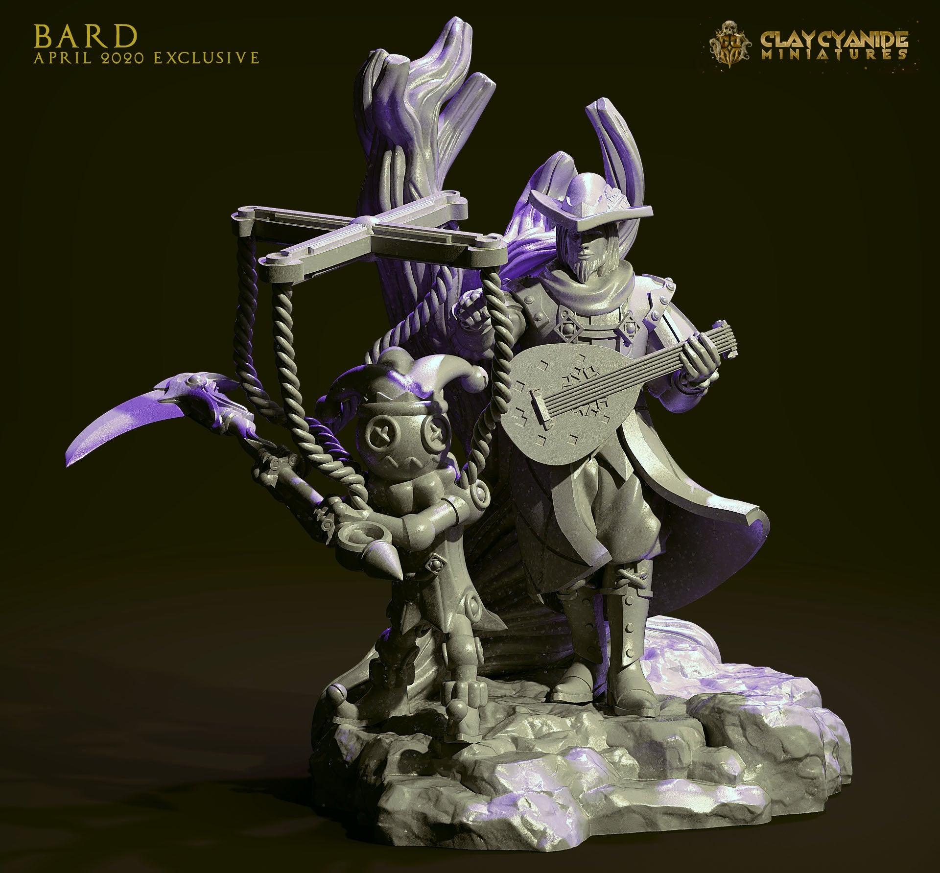 3D Printed Clay Cyanide Bard 28mm-32mm Ragnarok D&D