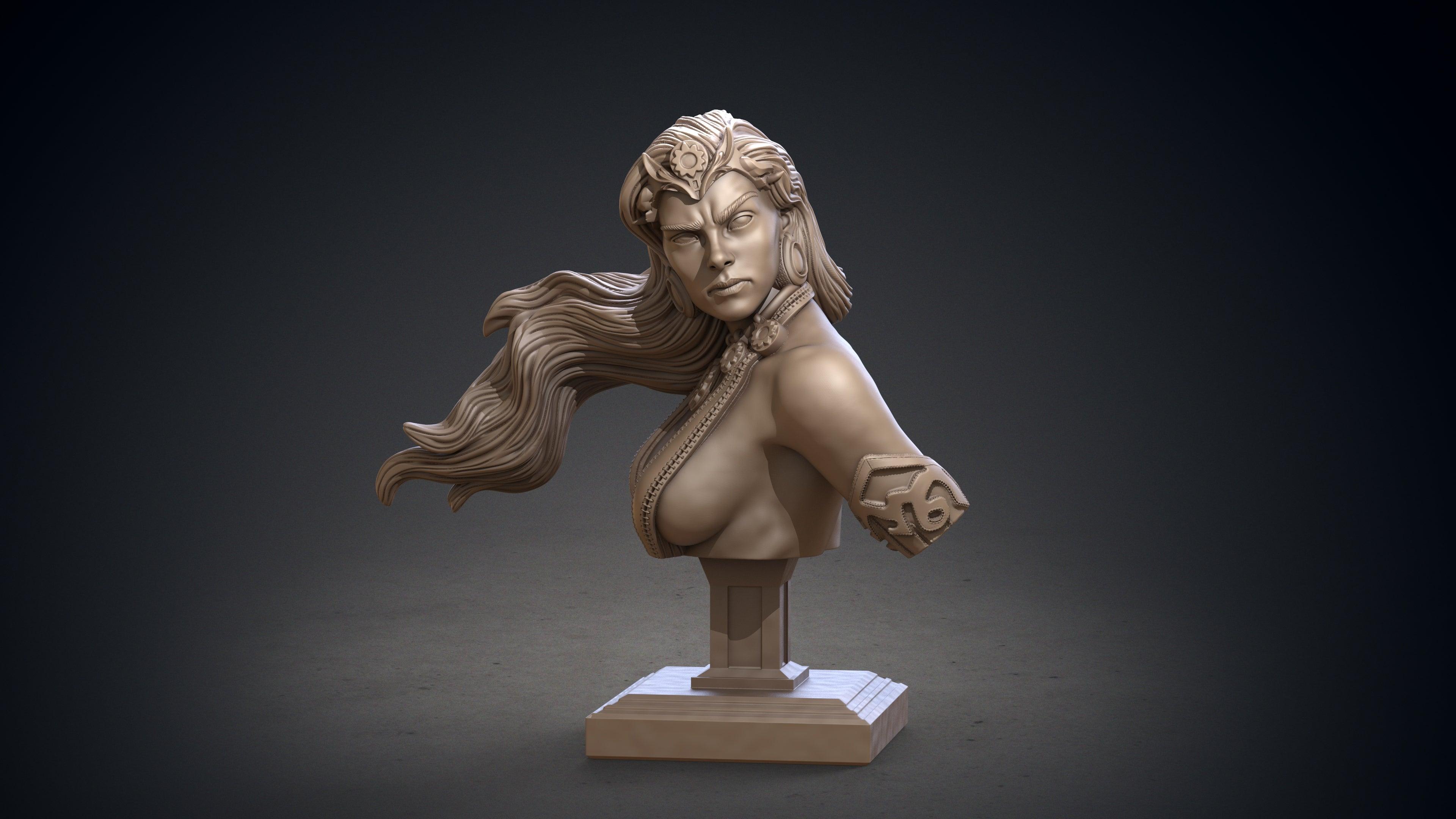 3D Printed Clay Cyanide Belit Bust Hyborean Age Ragnarok D&D