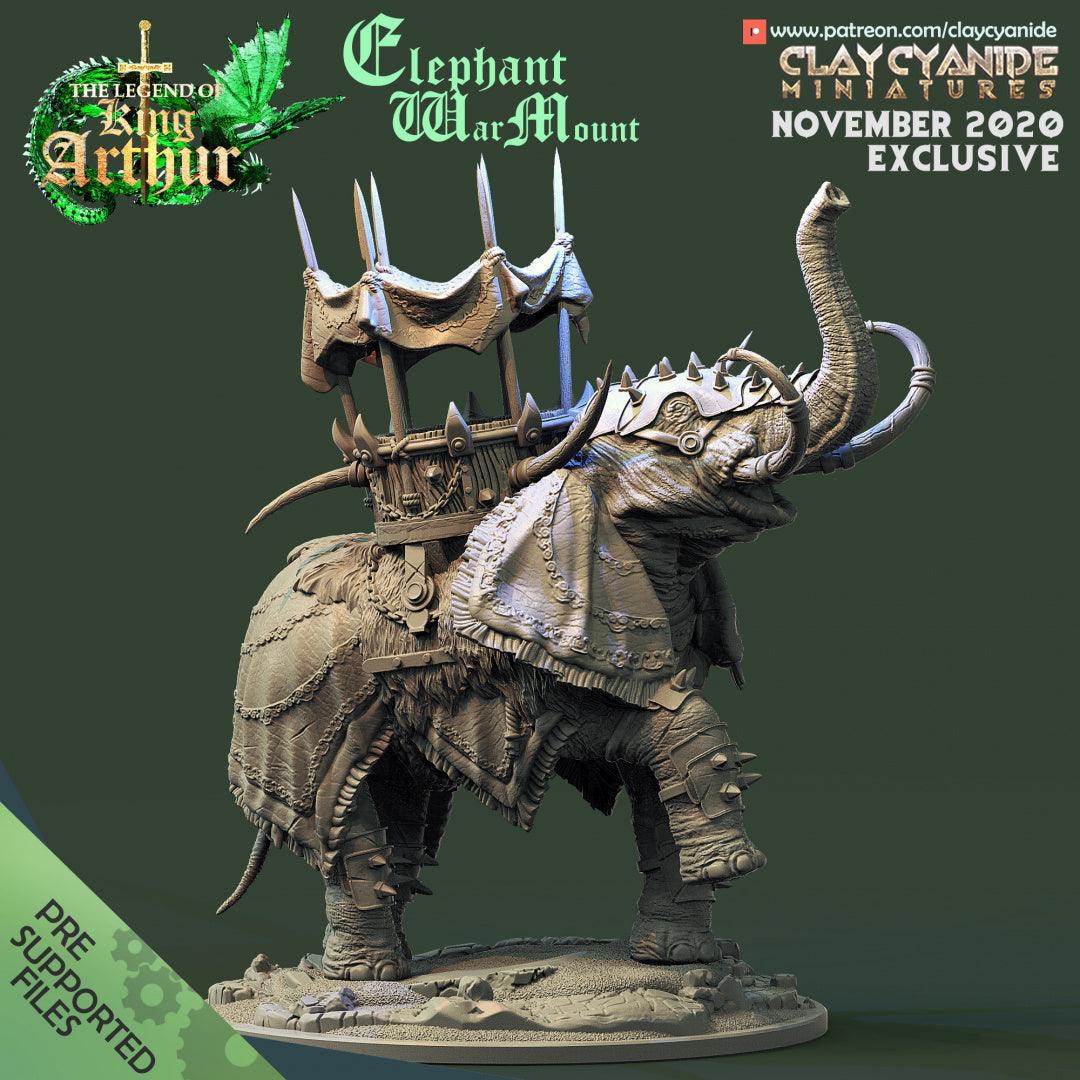 3D Printed Clay Cyanide Elephant War Mount Legend of King Arthur Ragnarok D&D