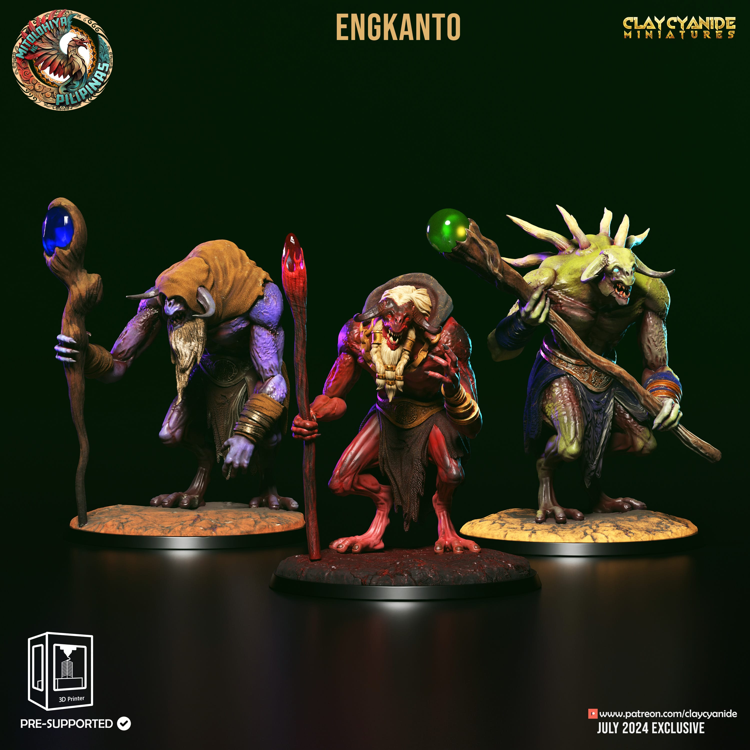 3D Printed Clay Cyanide Engkanto Set Philippine Mythology 28 32 mm D&D