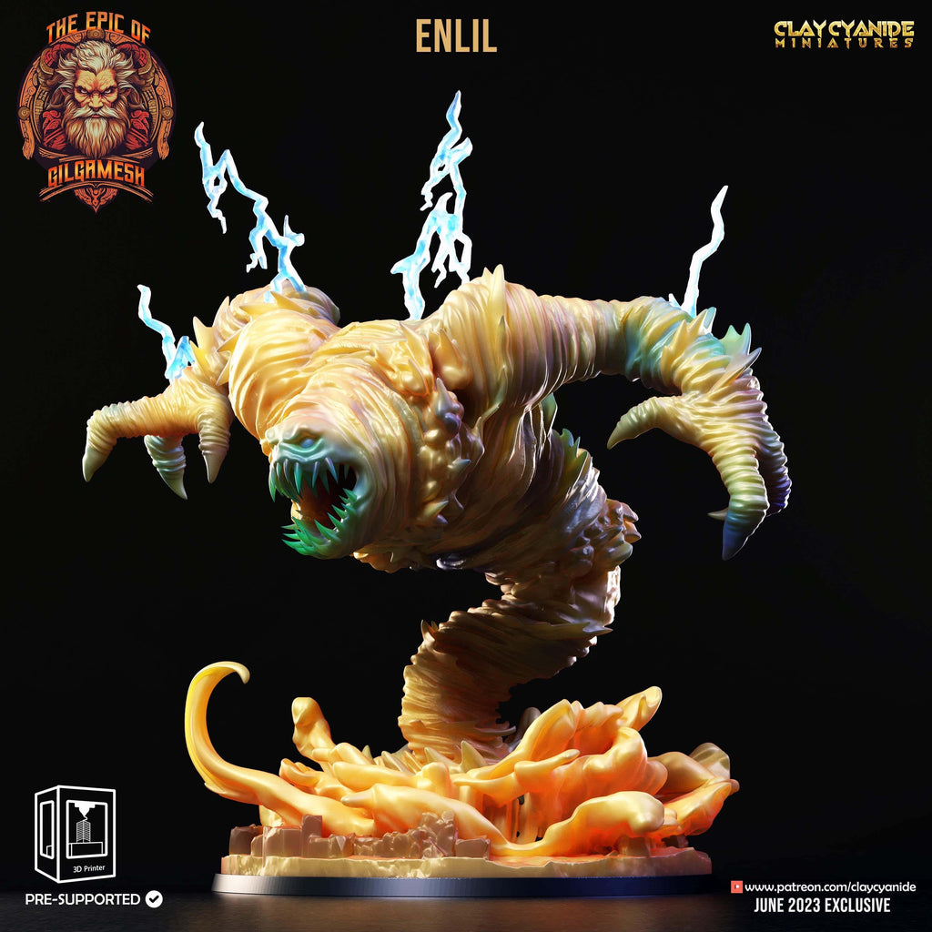3D Printed Clay Cyanide Epic of Gilgamesh Set Enlil 28 32 mm D&D