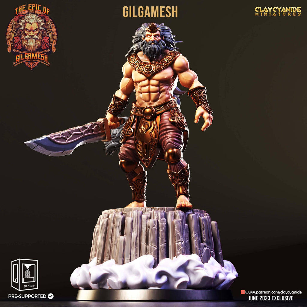 3D Printed Clay Cyanide Epic of Gilgamesh Set Gilgamesh 28 32 mm D&D