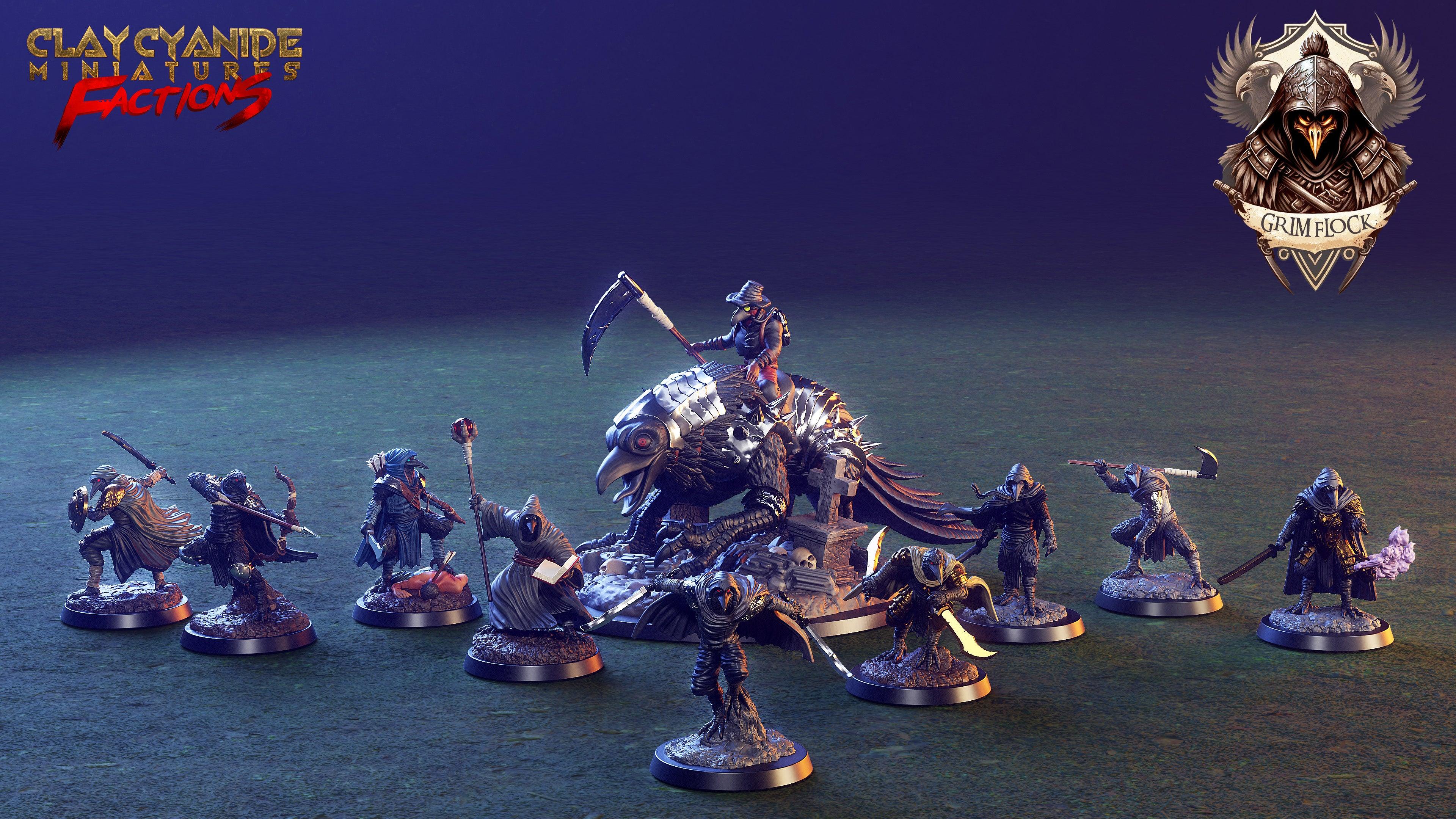 3D Printed Clay Cyanide Grim Flock Factions Tribes Ragnarok D&D