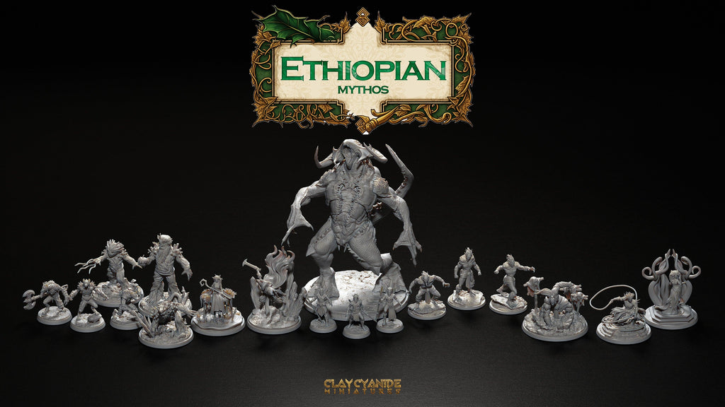 3D Printed Clay Cyanide Gubbar Ethiopian Mythos 28 32 mm D&D